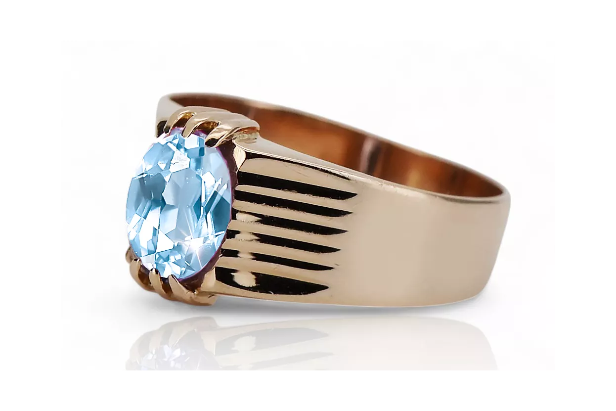 Originálny produkt Vintage 14k s ružovým zlatým Aquamarine Ring vintage šperky VRC007R